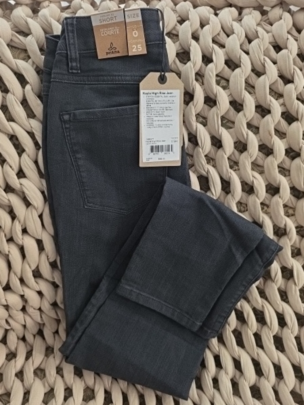 Prana BrandNew Women’s Charcoal Short Sz 0/25 Inseam 30" Fit Jeans